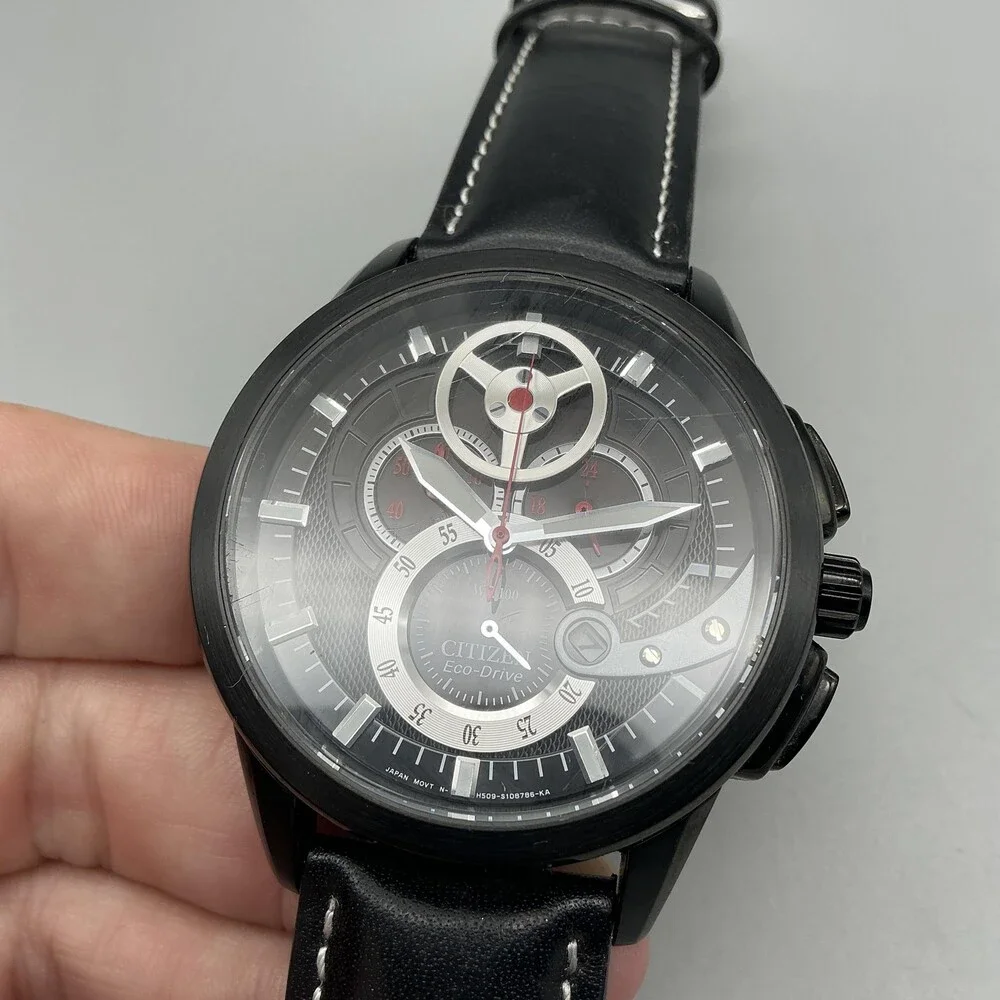 Citizen Eco-Drive H509-S074690 Mens Watch 44mm Black Dial Chronograph Date